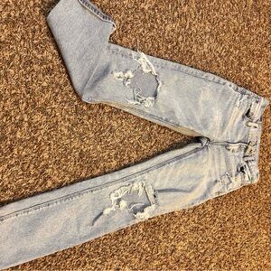American Eagle Outfitters Light Gray Distressed Women's Jeans